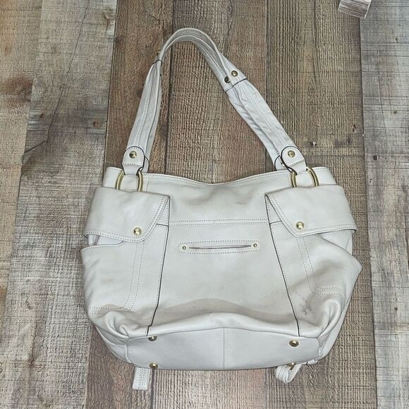 B. Makowsky Leather Tote Shoulder Bag Bone Leather - Picture 6 of 14